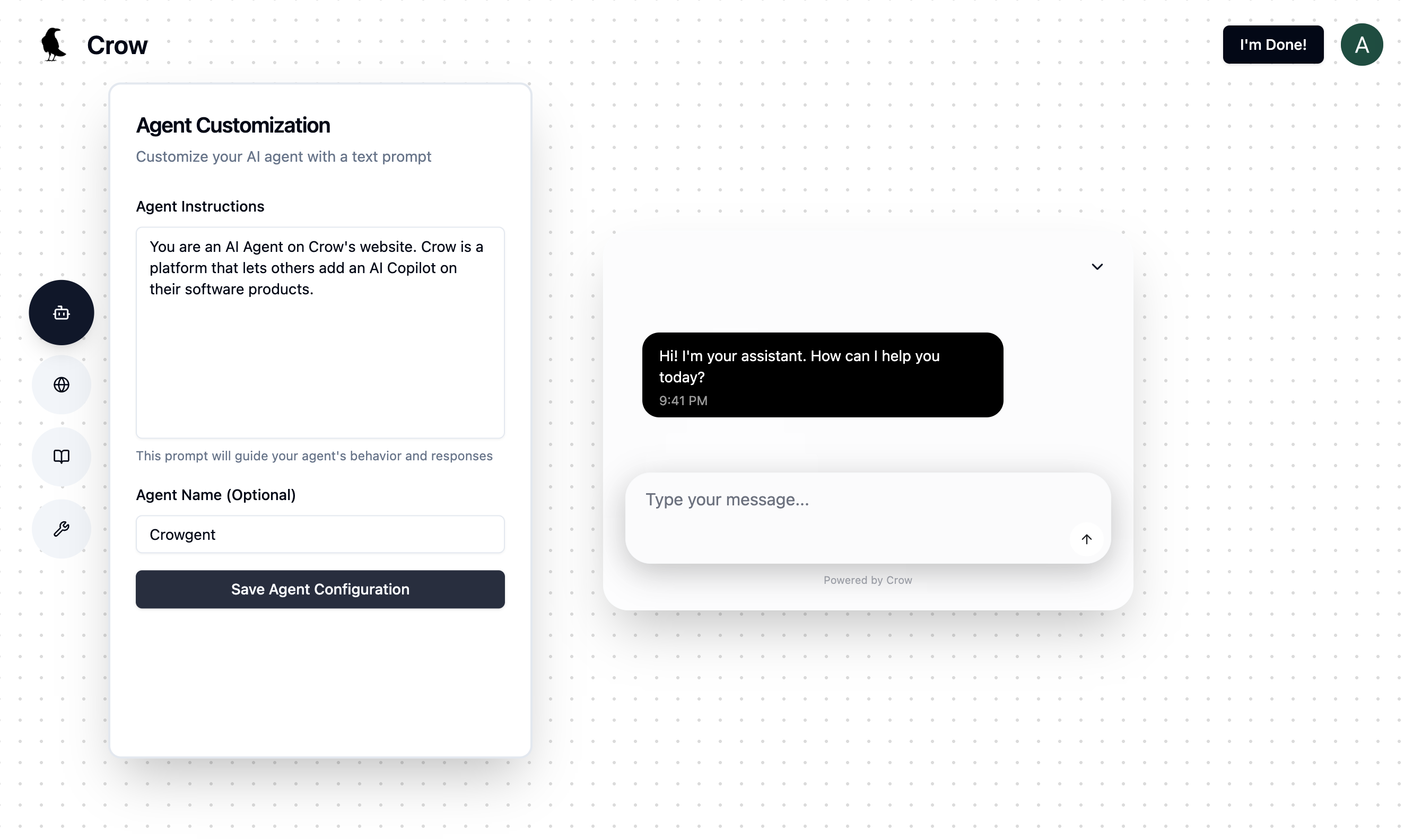 Step 1: Customize your AI Agent's tone, intent, and more